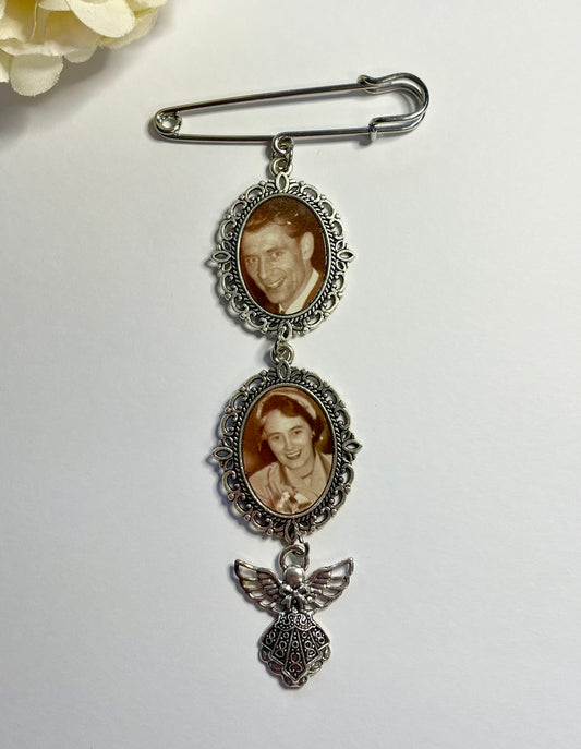 Personalised Silver memorial charm with an angel charm