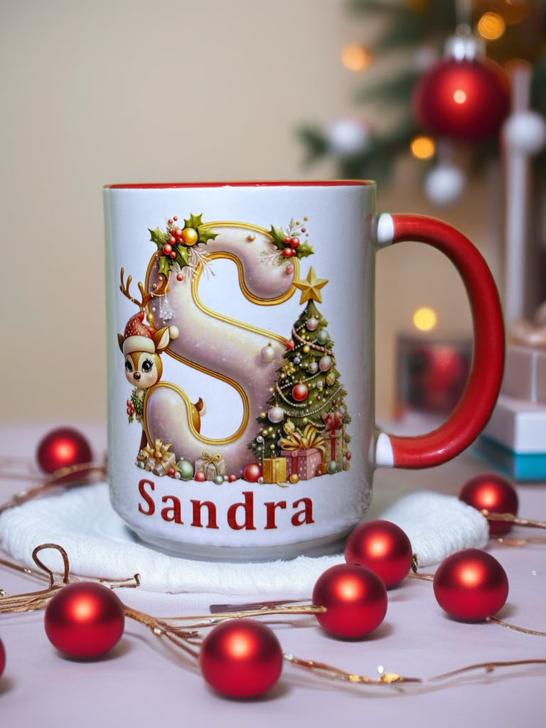 Personalised Christmas Mugs - Reindeer style