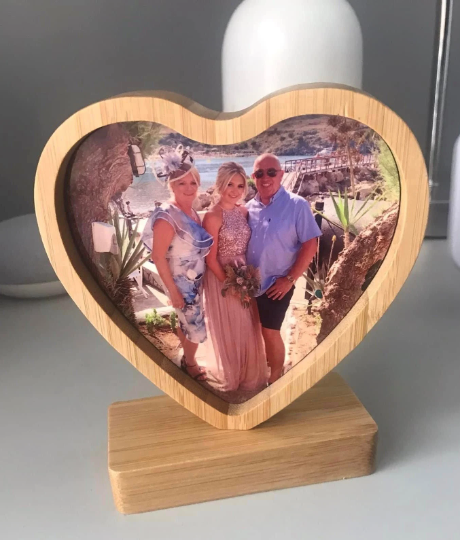 Bamboo Revolving Magnetic Photo Print Frame/Heart Shaped Photo Frame/Personalised Magnetic Picture Frame/Wooden Photo Frame