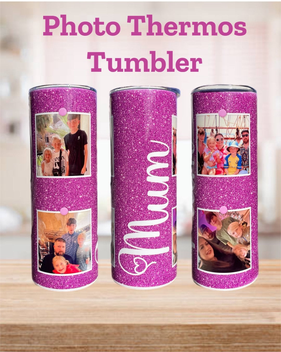 Four Photo Thermos 20oz Tumblers