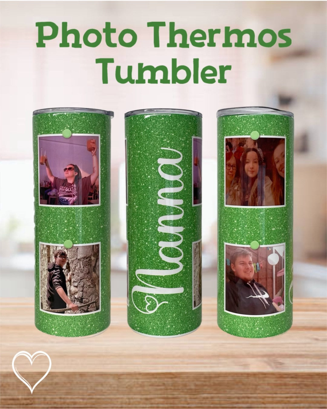 Four Photo Thermos 20oz Tumblers